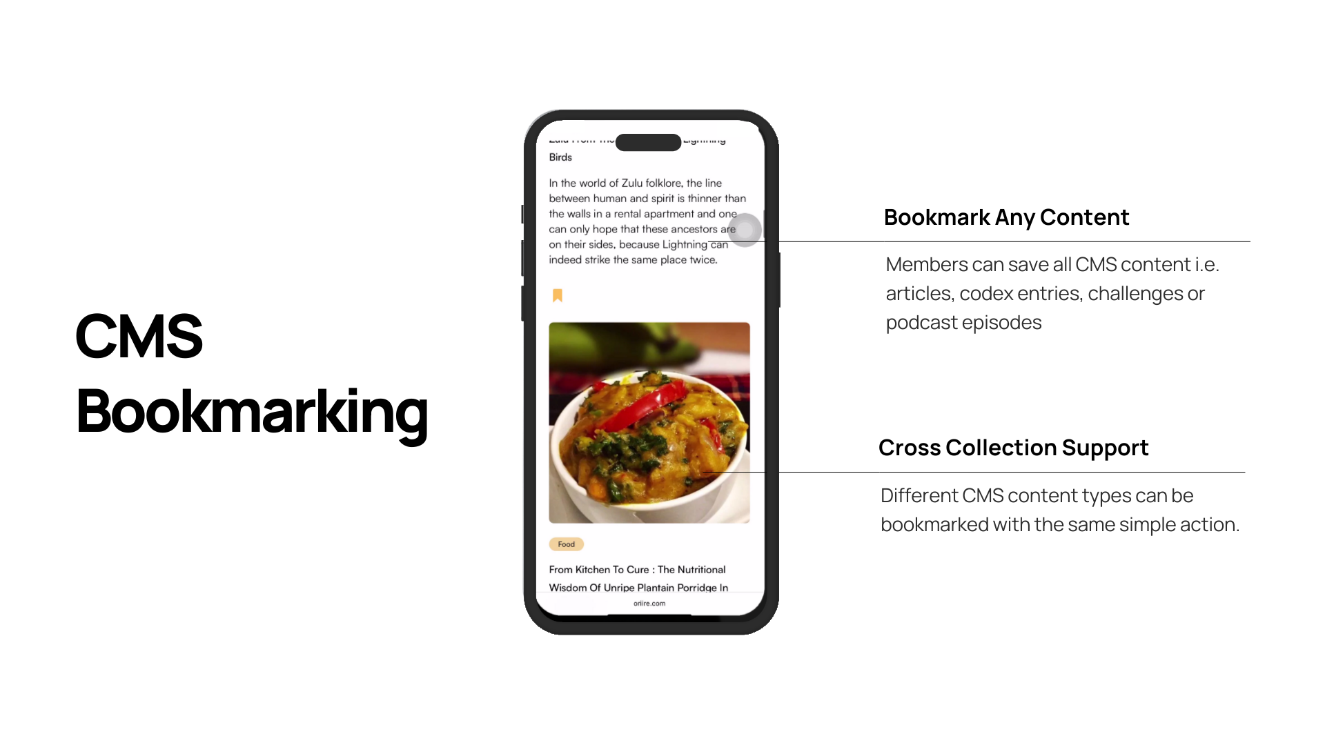 Oriire platform mockup - article view